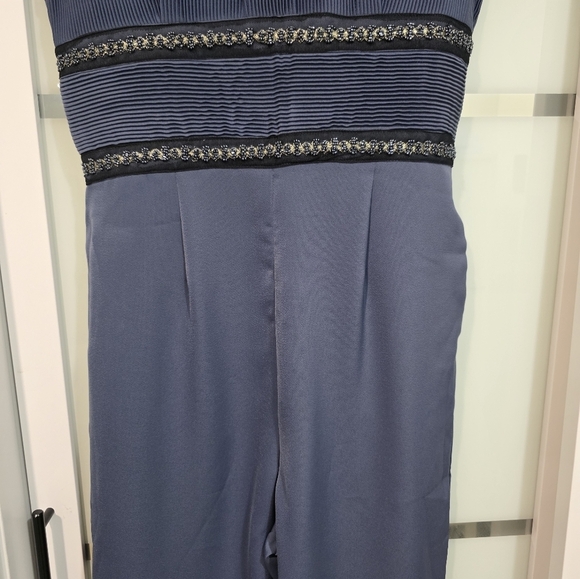 Asos Open Back Embellished Elegant Blue Jumpsuit - Picture 8 of 16